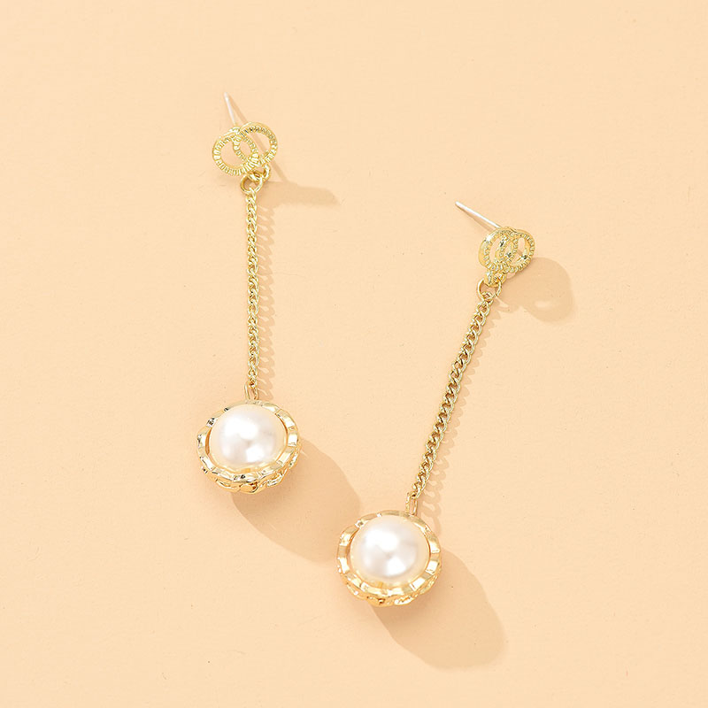 Simple Style Geometric Alloy Plating Artificial Pearls Drop Earrings 1 Pair display picture 2
