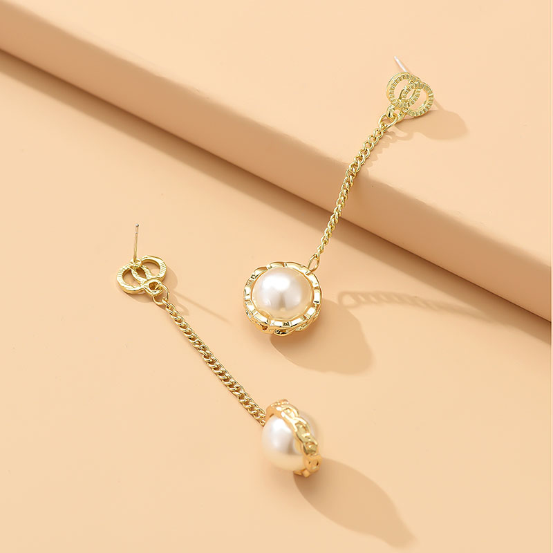 Simple Style Geometric Alloy Plating Artificial Pearls Drop Earrings 1 Pair display picture 4