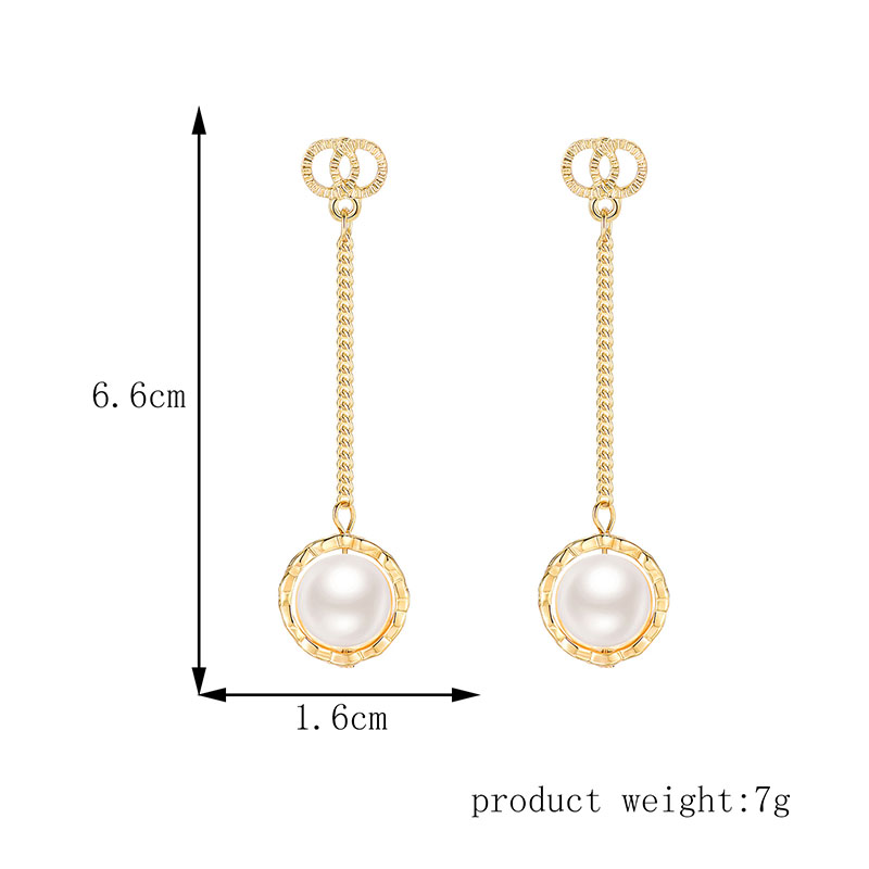Simple Style Geometric Alloy Plating Artificial Pearls Drop Earrings 1 Pair display picture 5