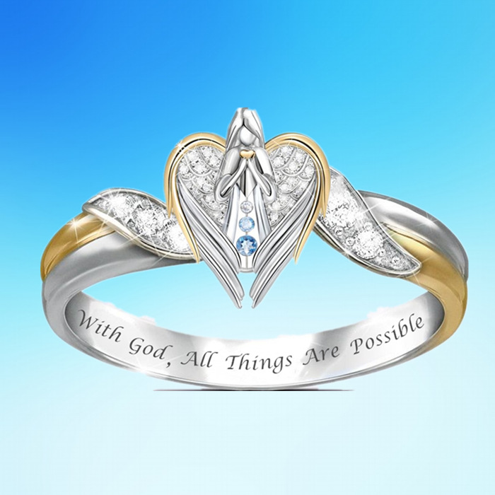 Fashion Angel Heart Shape Alloy Inlay Rhinestone Rings display picture 1