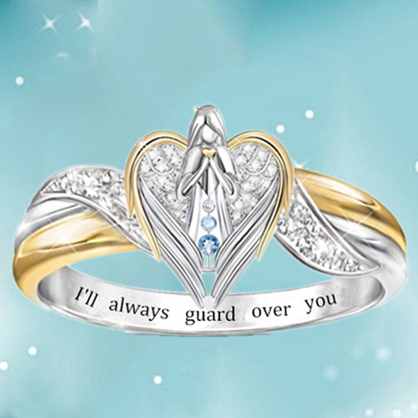 Fashion Angel Heart Shape Alloy Inlay Rhinestone Rings display picture 2