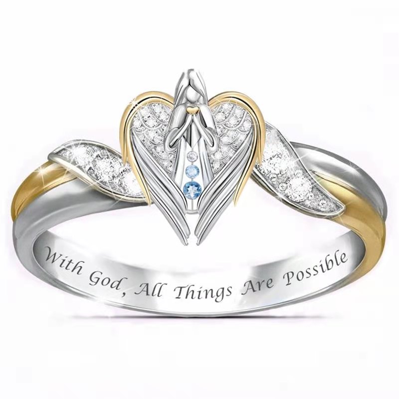 Fashion Angel Heart Shape Alloy Inlay Rhinestone Rings display picture 4