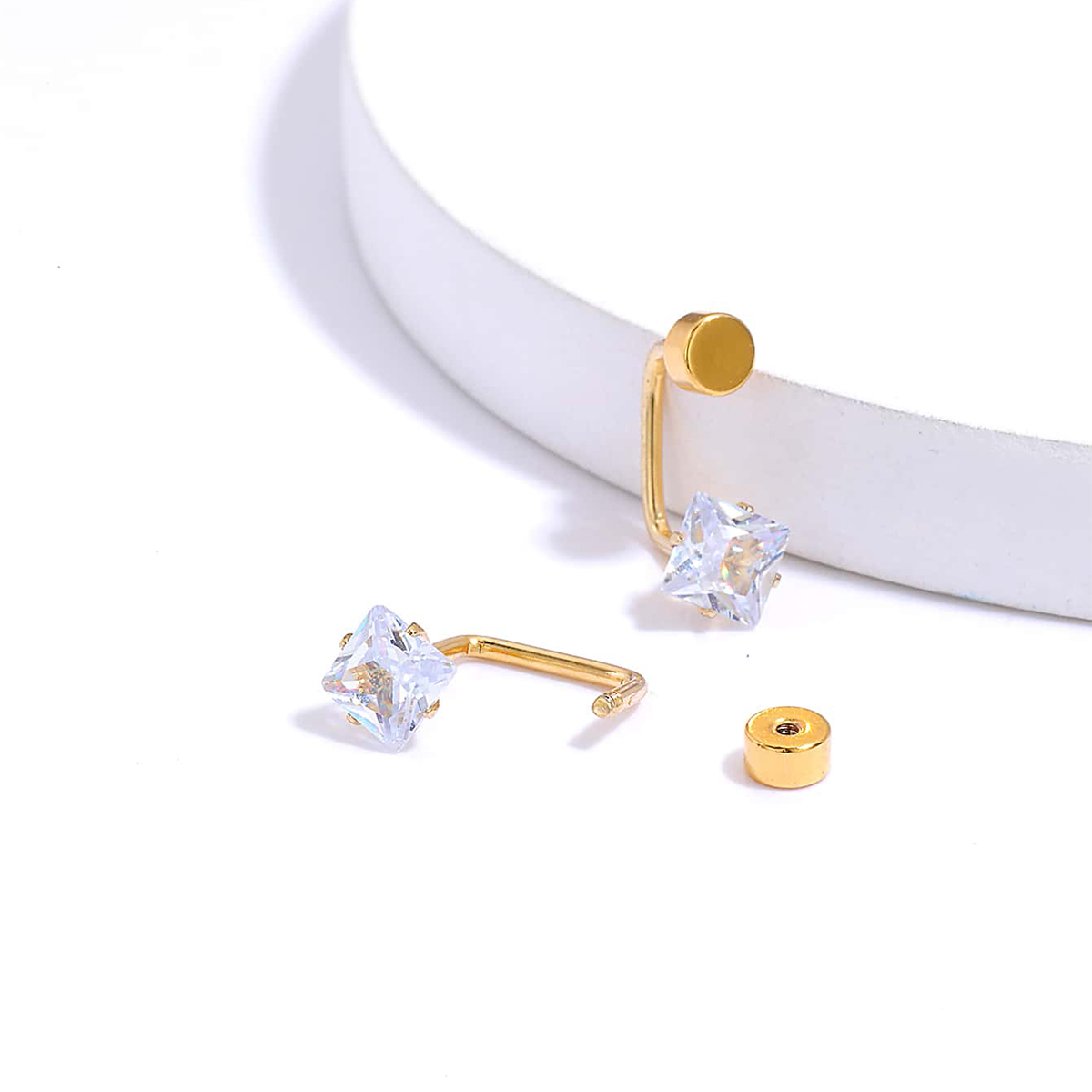 Fashion Square Steel Earrings Plating Zircon Stainless Steel Earrings display picture 2