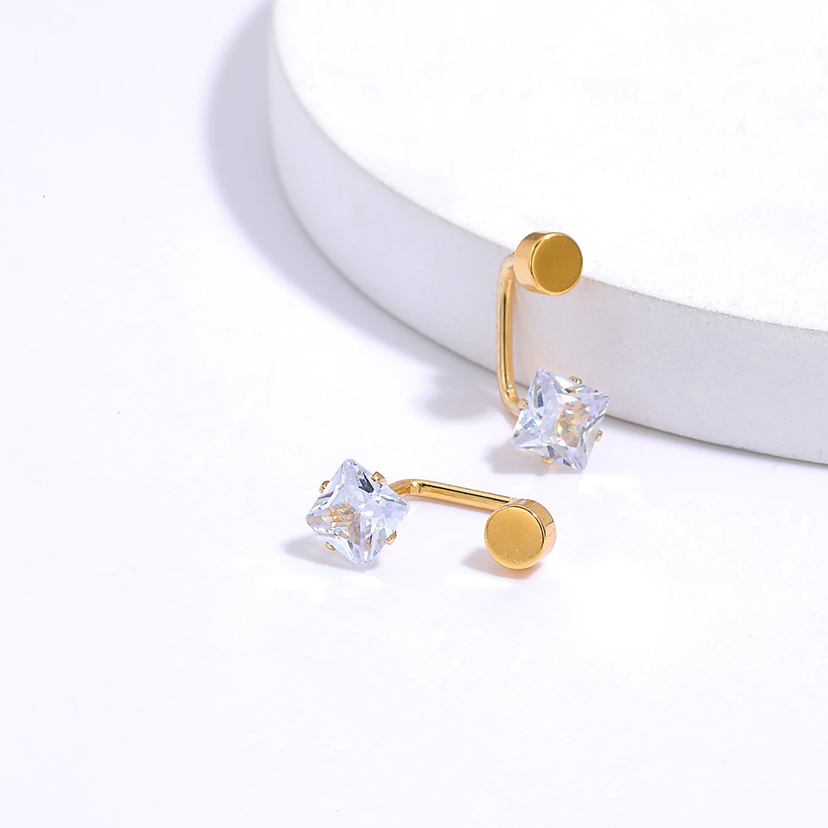 Fashion Square Steel Earrings Plating Zircon Stainless Steel Earrings display picture 3