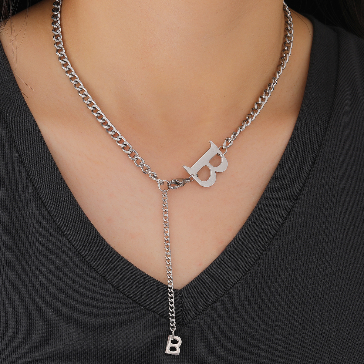 Punk Letter Stainless Steel Necklace Stainless Steel Necklaces display picture 5