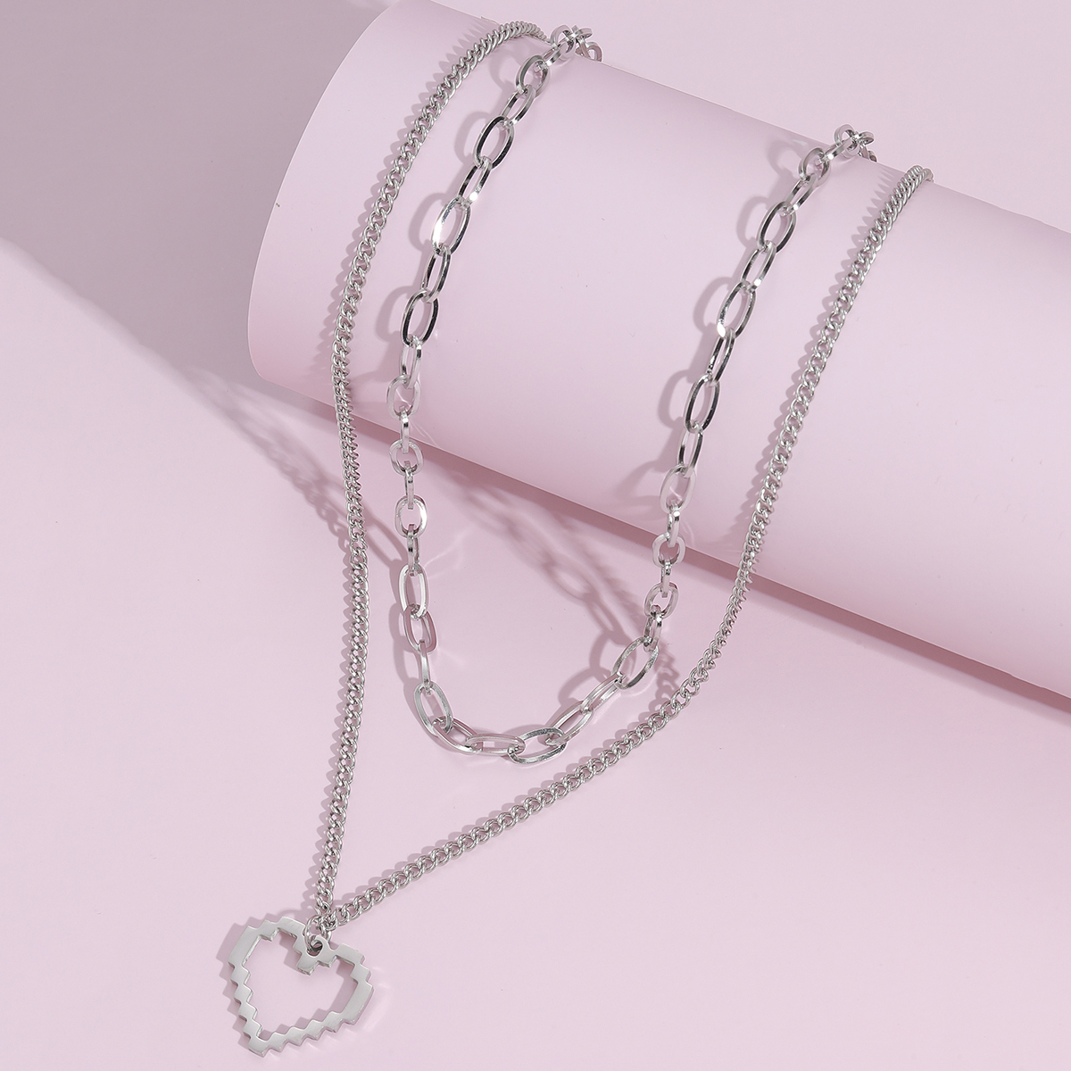 Fashion Heart Shape Stainless Steel Layered Necklaces Stainless Steel Necklaces display picture 4