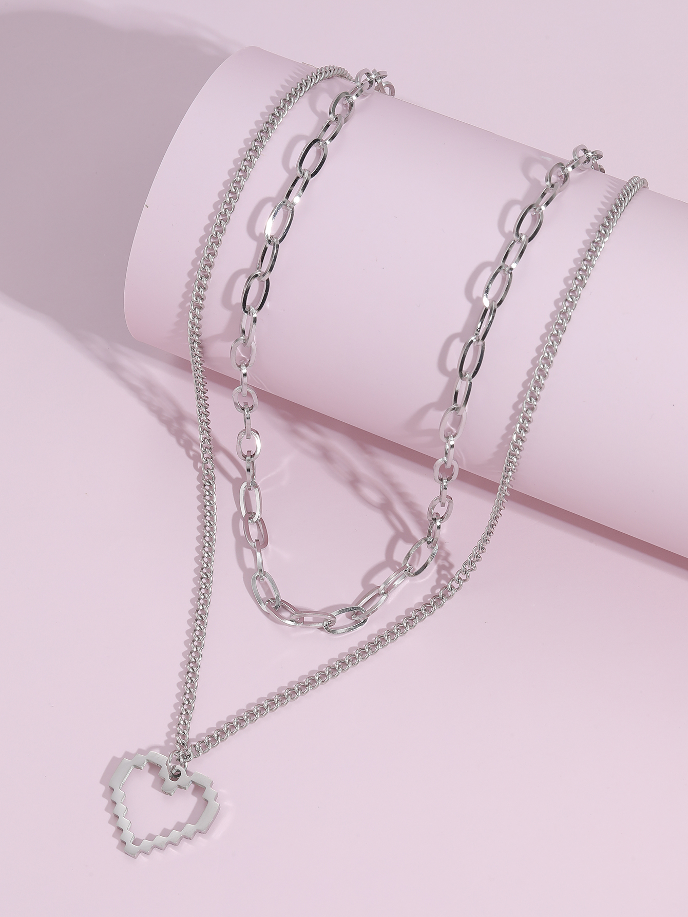 Fashion Heart Shape Stainless Steel Layered Necklaces Stainless Steel Necklaces display picture 3