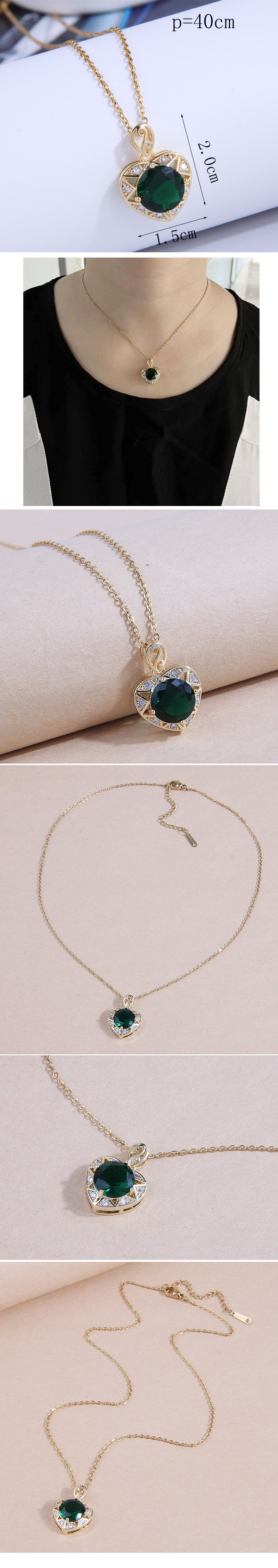 Fashion Heart Shape Copper Pendant Necklace Plating Artificial Gemstones Zircon Copper Necklaces display picture 1