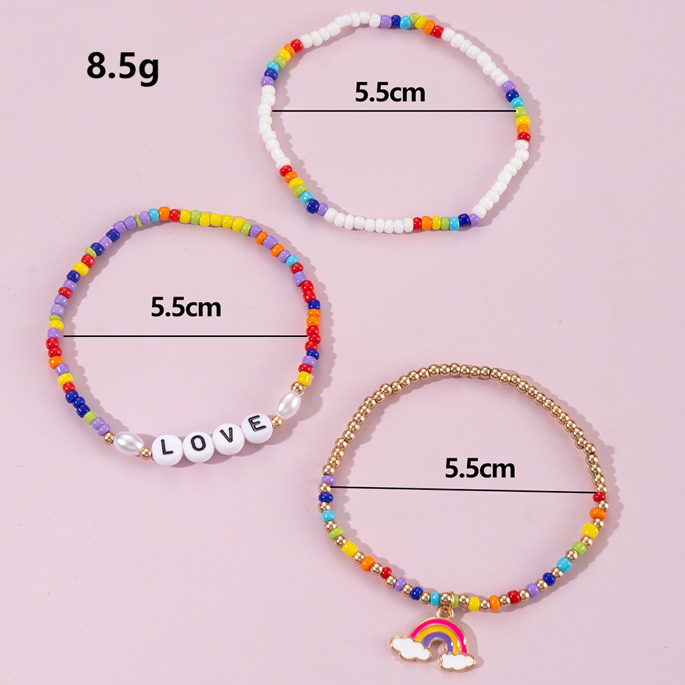 Bohemian Geometric Letter Rainbow Resin Beaded Bracelets 1 Set display picture 4