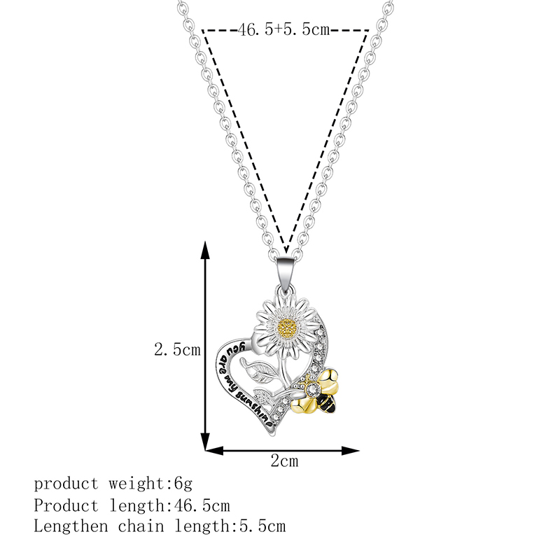 Style Simple Animal Tournesol Forme De Cœur Alliage Incruster Strass Pendentif 1 Pièce display picture 6