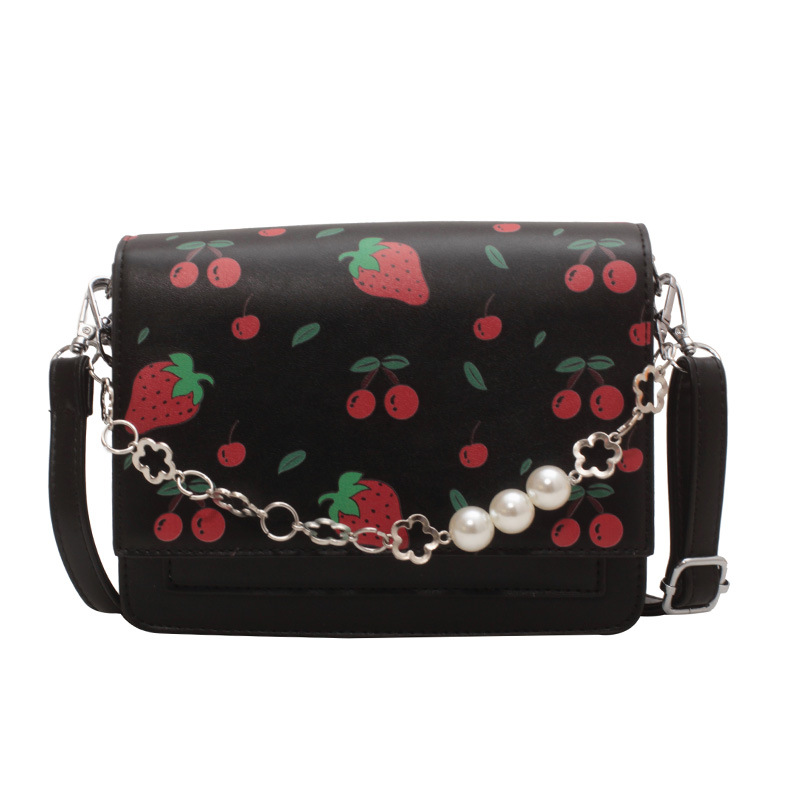 Women's Pu Leather Fruit Fashion Pearl Chain Square Magnetic Buckle Crossbody Bag display picture 4