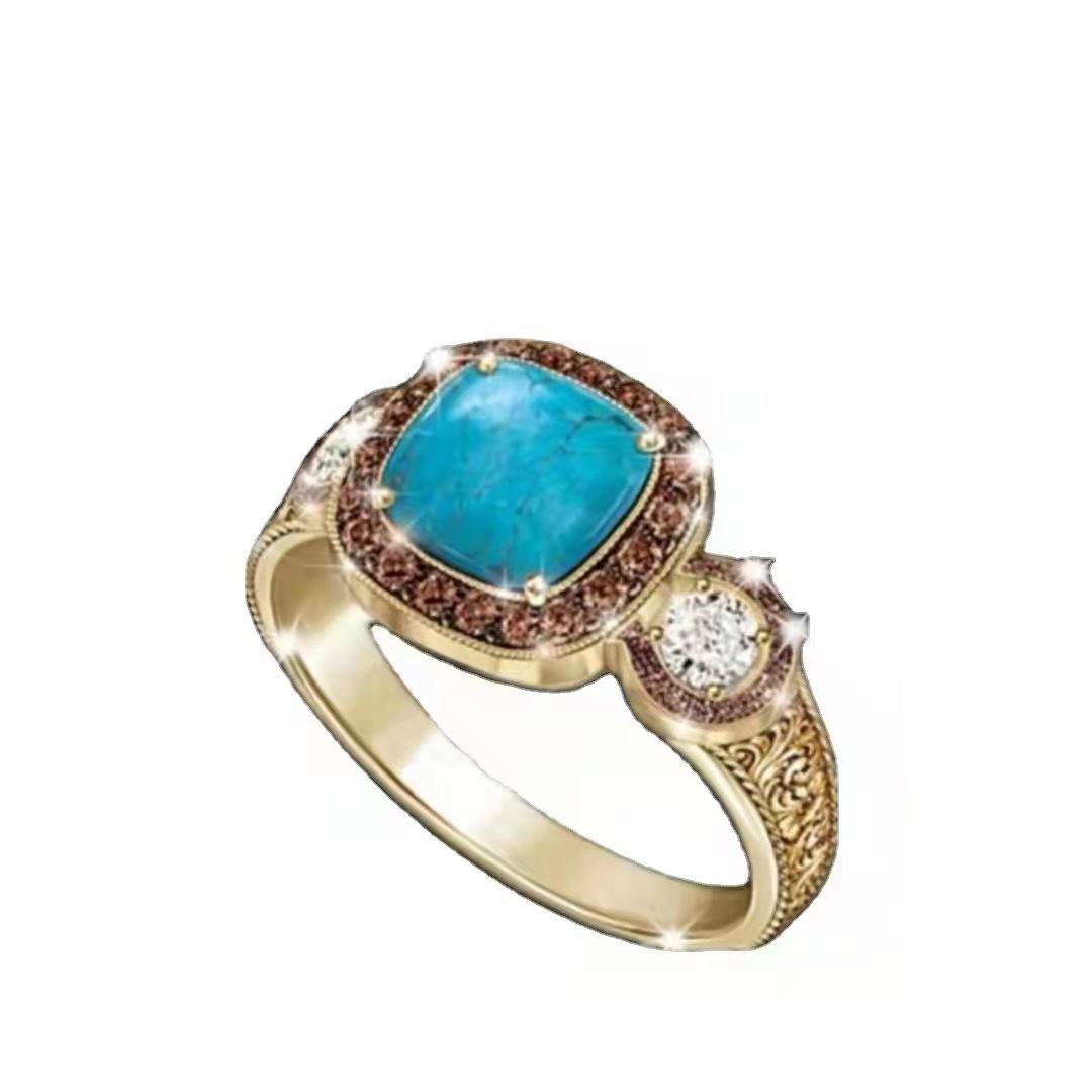 Vintage Style Geometric Alloy Inlay Zircon Rings display picture 2