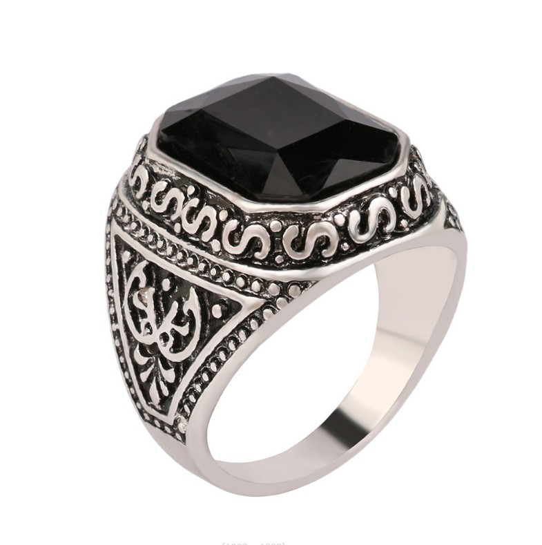 Retro Square Alloy Inlay Artificial Gemstones Rings 1 Piece display picture 7
