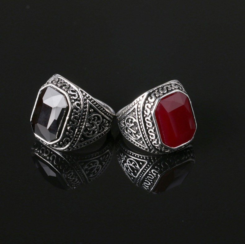 Retro Square Alloy Inlay Artificial Gemstones Rings 1 Piece display picture 8