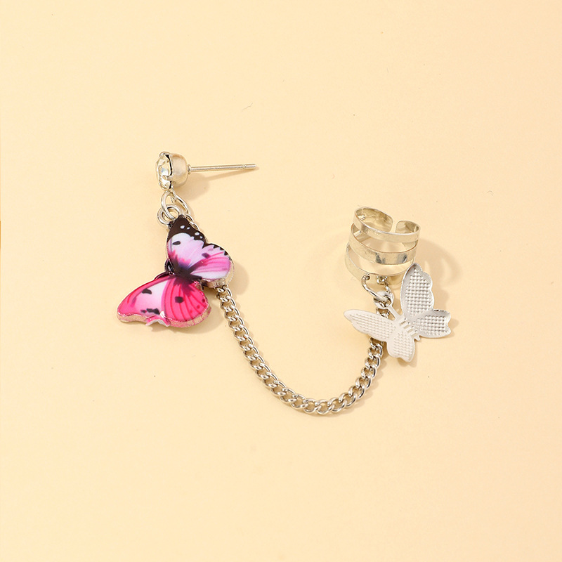 Fashion Butterfly Alloy Ear Studs Plating Artificial Rhinestones Copper Earrings display picture 3