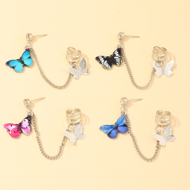 Fashion Butterfly Alloy Ear Studs Plating Artificial Rhinestones Copper Earrings display picture 5