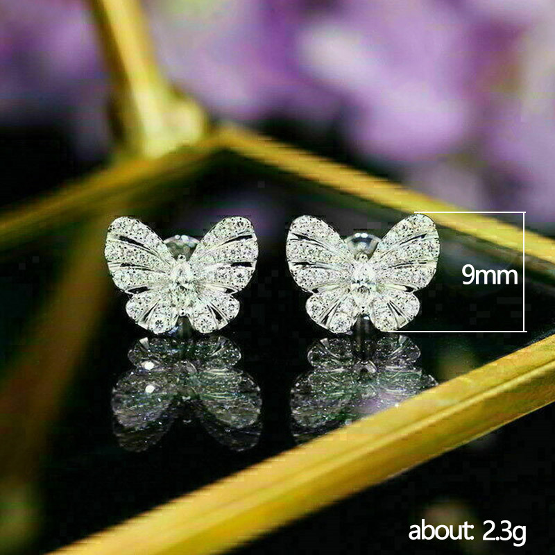 Simple Style Butterfly Copper Ear Studs Plating Diamond Artificial Diamond Copper Earrings display picture 4