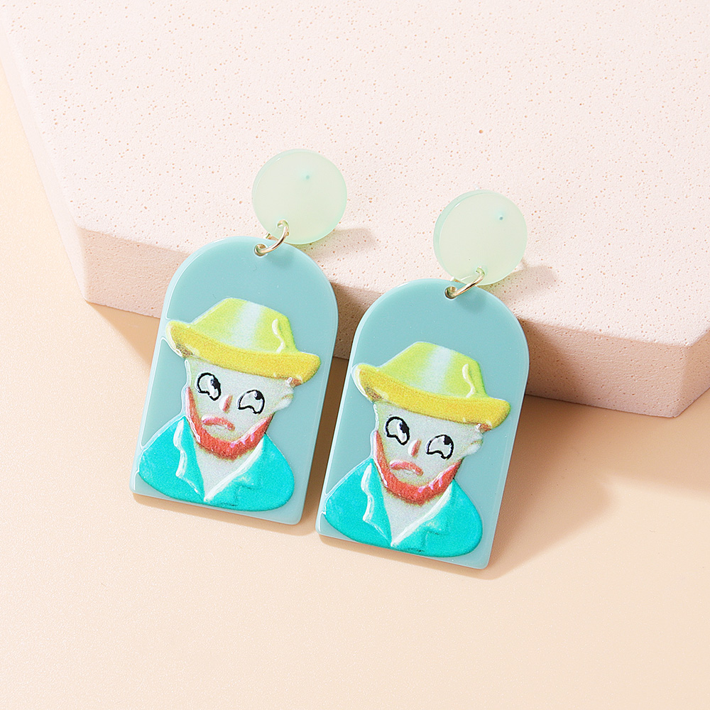 Cute Human Portrait Cartoon Character Arylic Printing Painted Drop Earrings display picture 8
