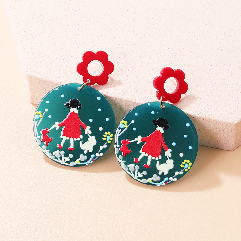 Cute Geometric Ditsy Floral Flower Arylic Printing Drop Earrings display picture 7
