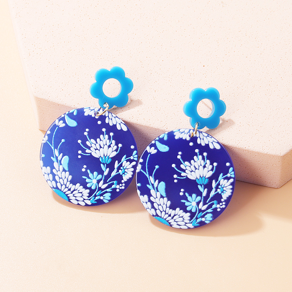 Cute Geometric Ditsy Floral Flower Arylic Printing Drop Earrings display picture 8