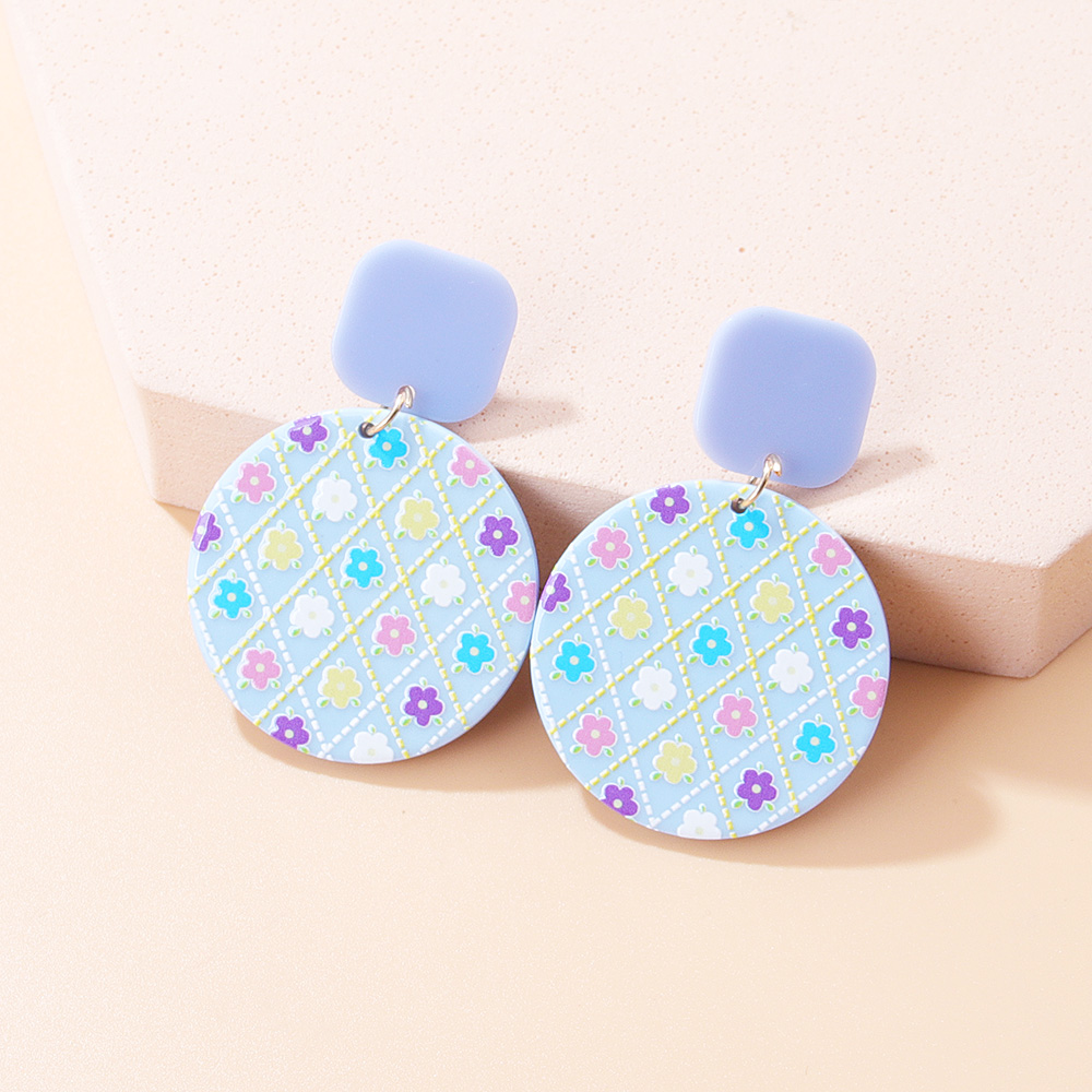Cute Geometric Ditsy Floral Flower Arylic Printing Drop Earrings display picture 11