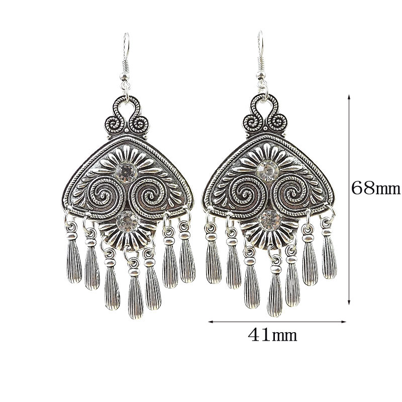 Ethnic Style Tribal Alloy Tassel Plating Artificial Rhinestones Earrings display picture 3