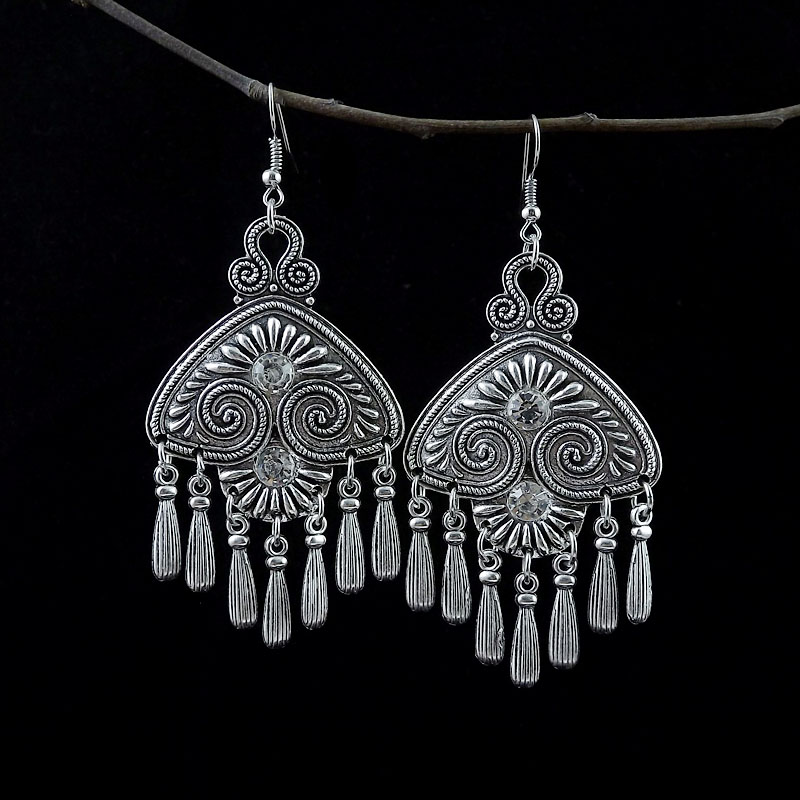 Ethnic Style Tribal Alloy Tassel Plating Artificial Rhinestones Earrings display picture 2