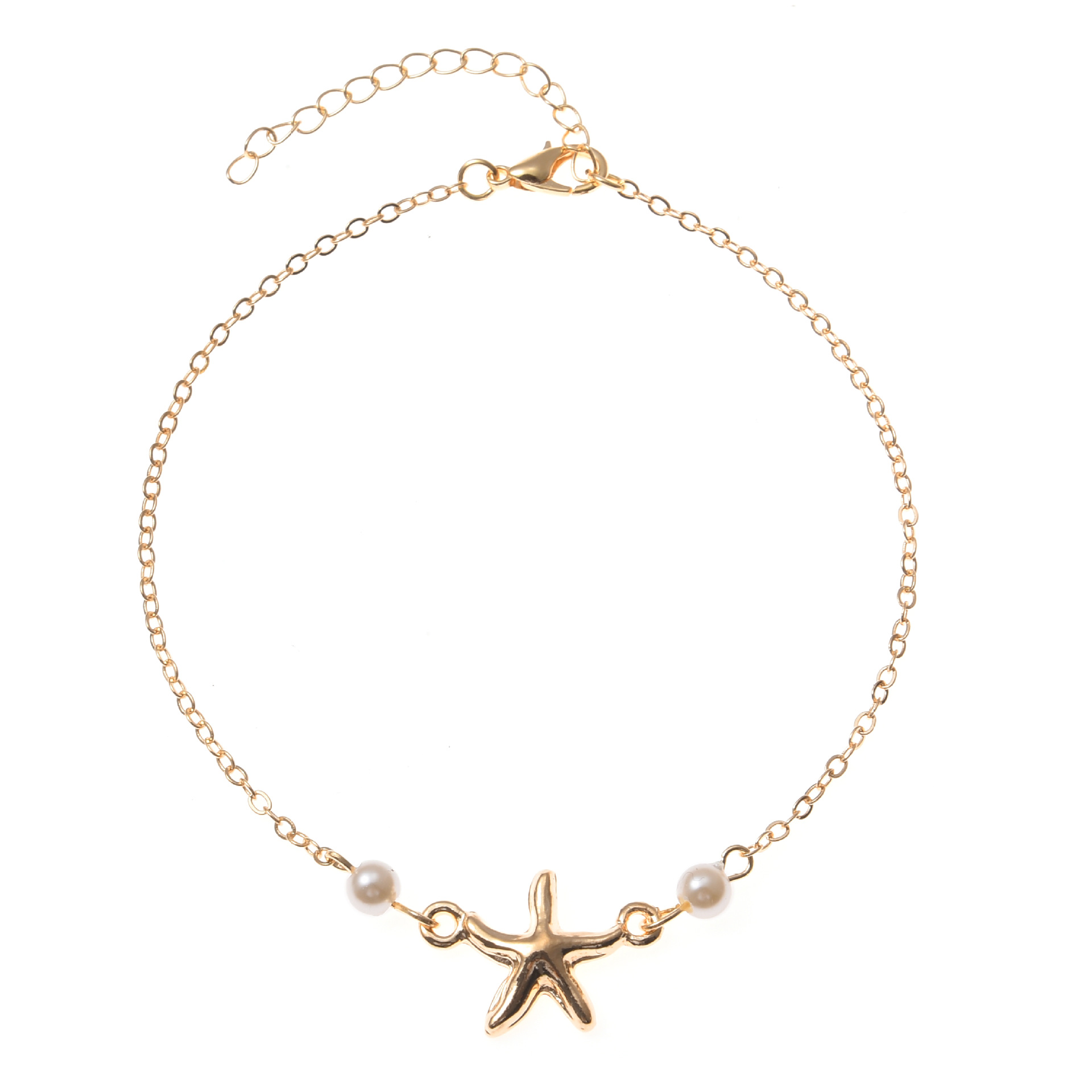 Simple Style Starfish Alloy Artificial Pearls Women's Anklet display picture 2
