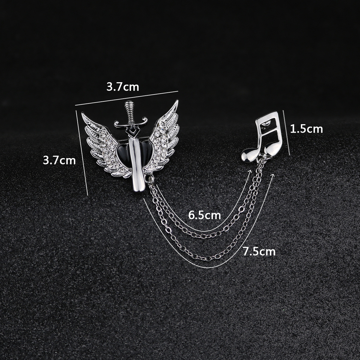 Business Wings Notes Alloy Chain Inlay Artificial Rhinestones Corsage Brooches display picture 1