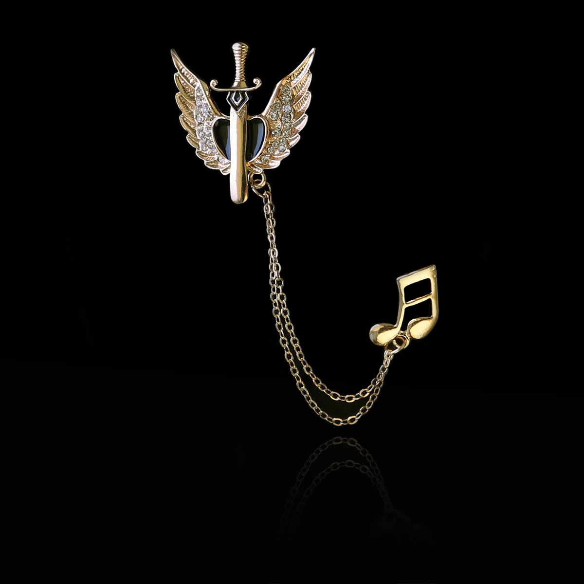 Business Wings Notes Alloy Chain Inlay Artificial Rhinestones Corsage Brooches display picture 4