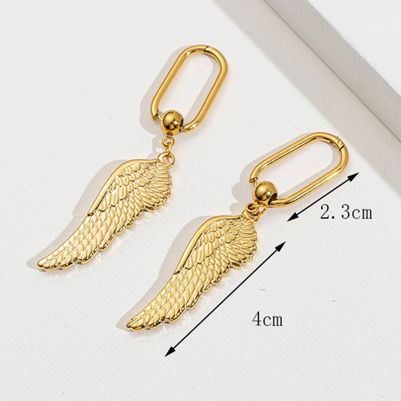 Fashion Heart Shape Feather Wings Stainless Steel Drop Earrings Plating Stainless Steel Earrings display picture 5