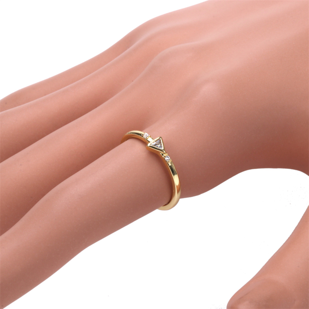 Fashion Triangle Rectangle Copper Open Ring Inlay Zircon Copper Rings display picture 12