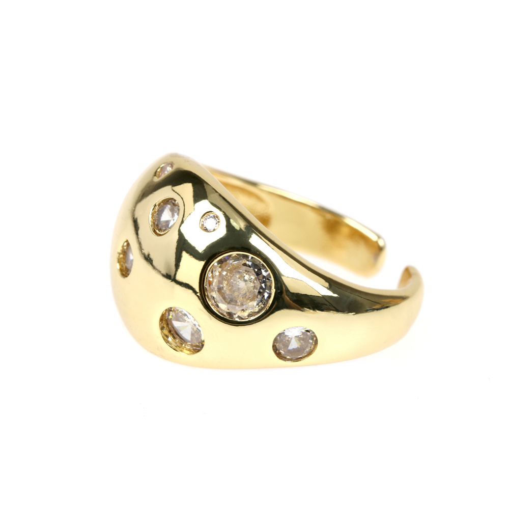 Fashion Geometric Copper Open Ring Inlaid Zircon Zircon Copper Rings display picture 4