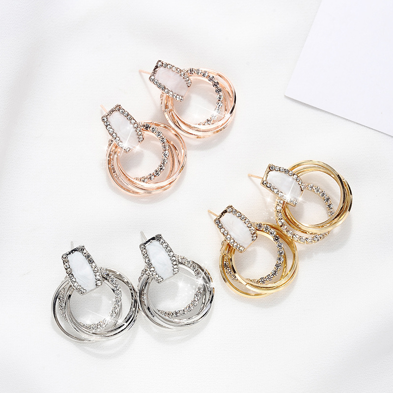 Fashion Geometric Alloy Plating Artificial Rhinestones Ear Studs 1 Pair display picture 1