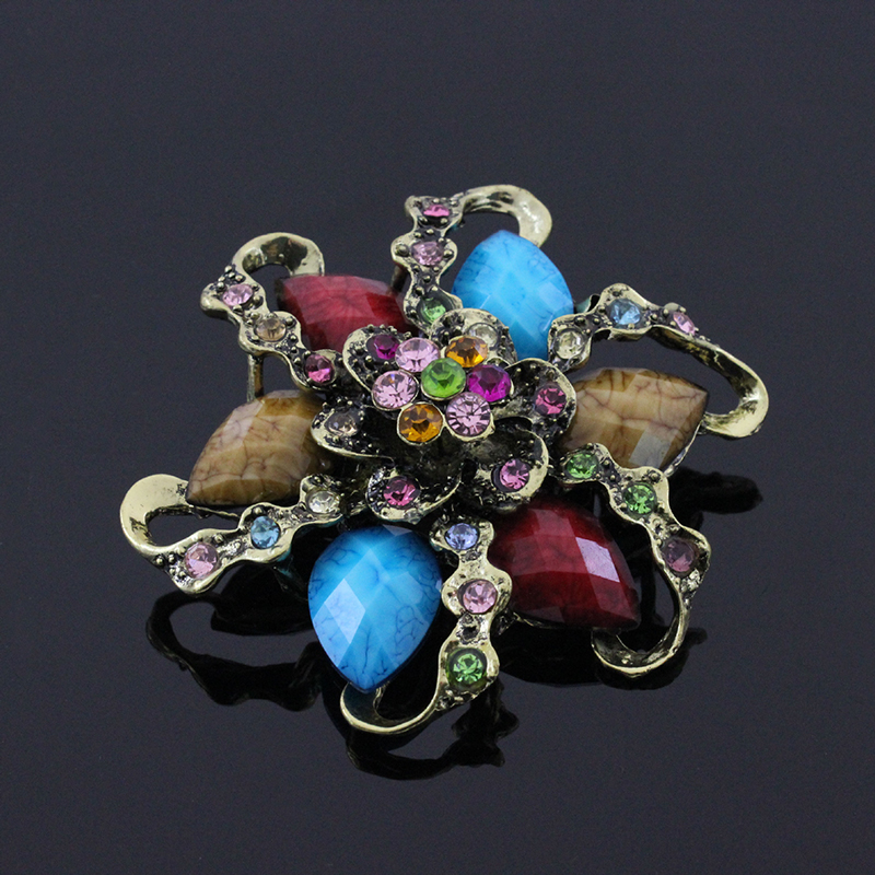 Elegant Flower Alloy Plating Artificial Rhinestones Women's Brooches display picture 4
