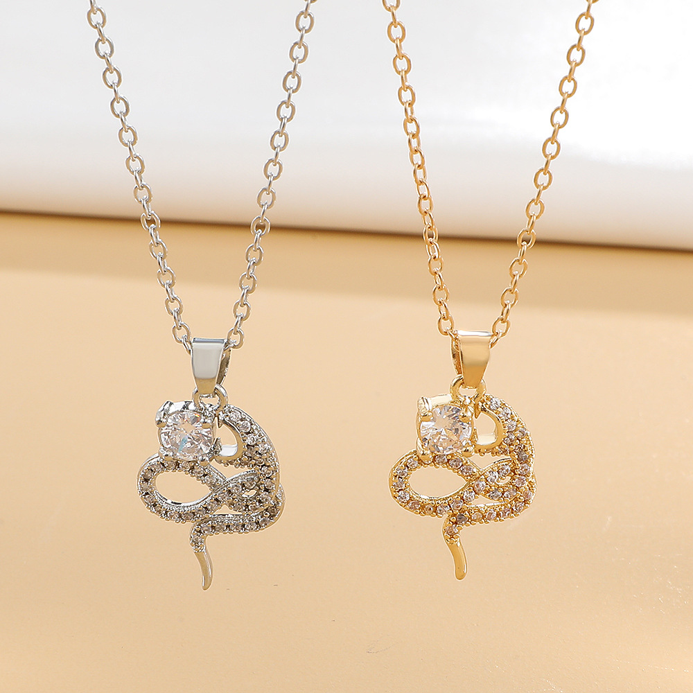 Fashion Snake Alloy Plating Zircon Necklace display picture 3