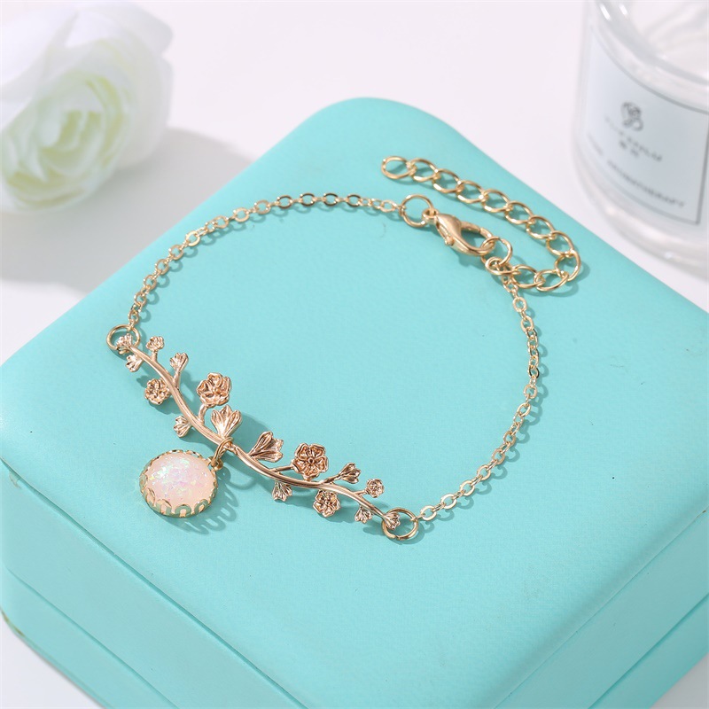 Pastoral Flower Alloy Inlay Bracelets display picture 5