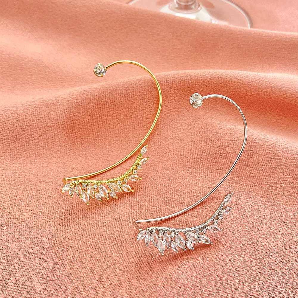 Fashion Leaves Alloy Plating Artificial Rhinestones Ear Clips display picture 3