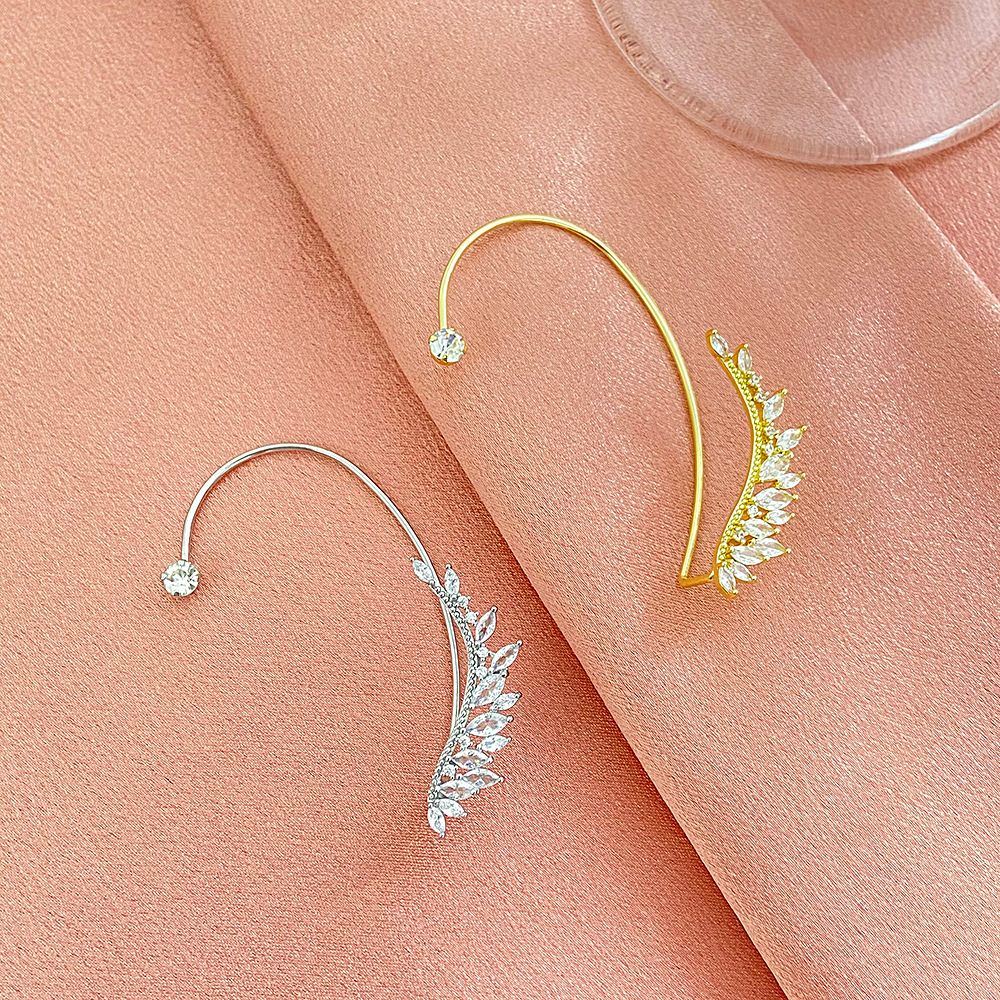 Fashion Leaves Alloy Plating Artificial Rhinestones Ear Clips display picture 8