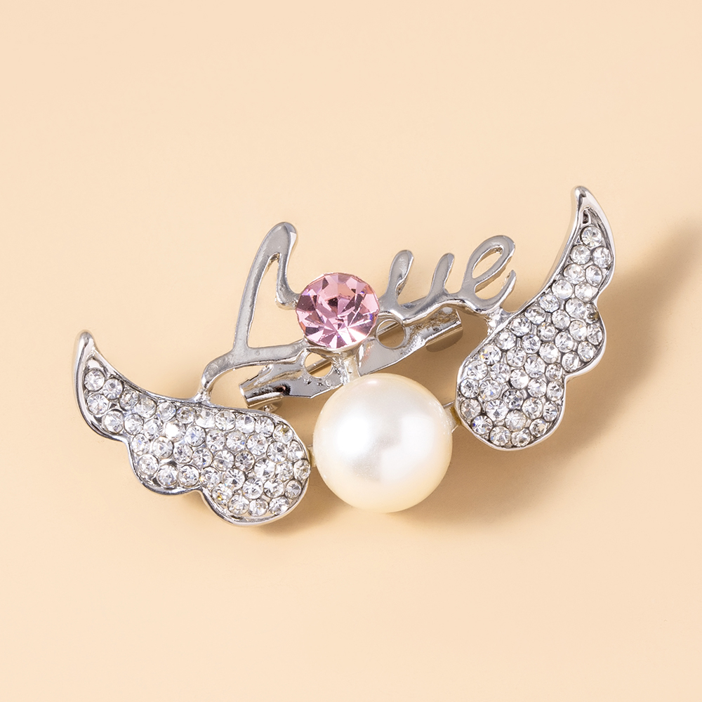 Cute Wings Alloy Plating Artificial Pearl Brooches display picture 3