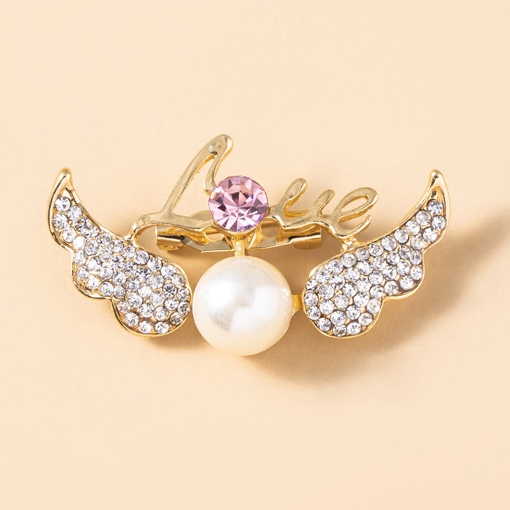 Cute Wings Alloy Plating Artificial Pearl Brooches display picture 8