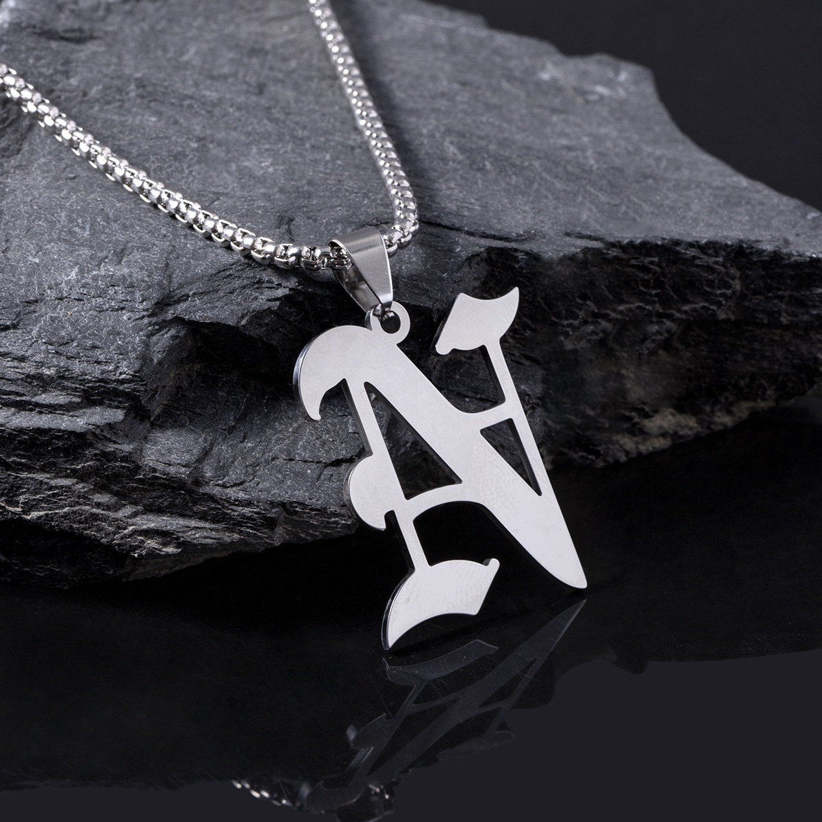 Gothic Letter Stainless Steel Necklace Plating Stainless Steel Necklaces display picture 1