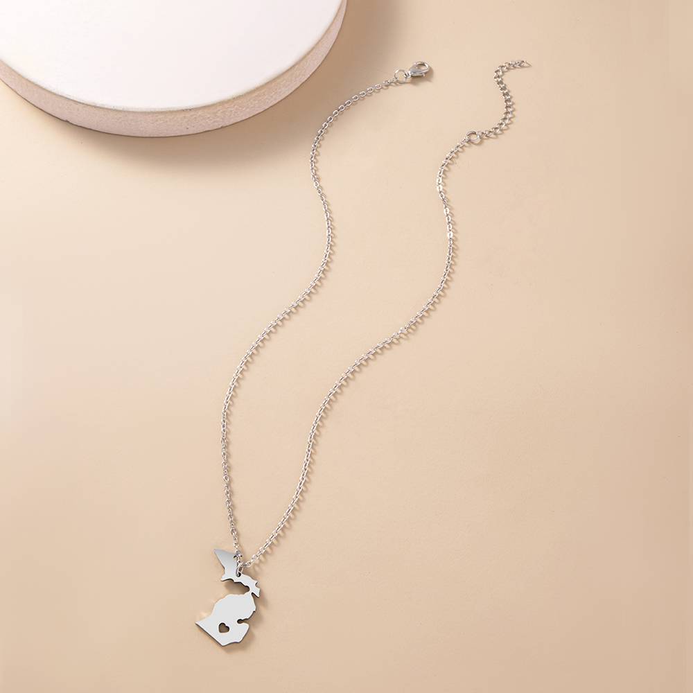 Simple Style Map Stainless Steel Necklace Plating Stainless Steel Necklaces display picture 3