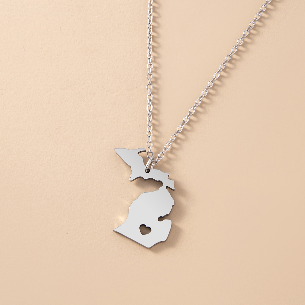 Simple Style Map Stainless Steel Necklace Plating Stainless Steel Necklaces display picture 4