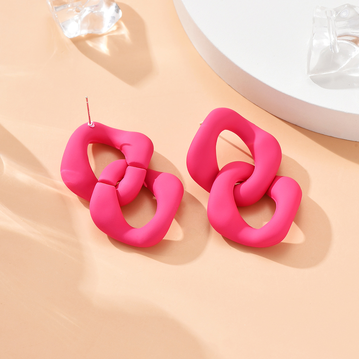 Simple Style Geometric Solid Color Arylic Resin Splicing Earrings display picture 5