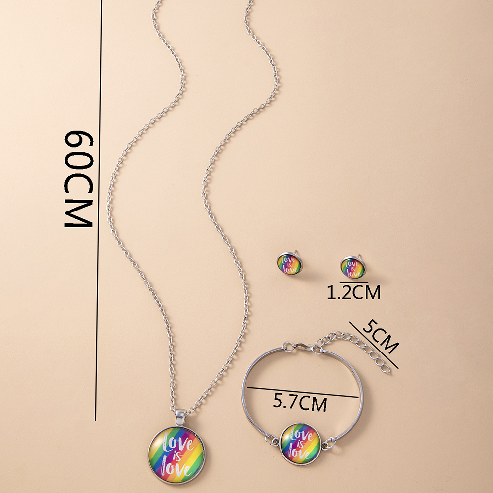 Mode Regenbogen Legierung Überzug Glas Armbänder Ohrringe Halskette 1 Satz display picture 8