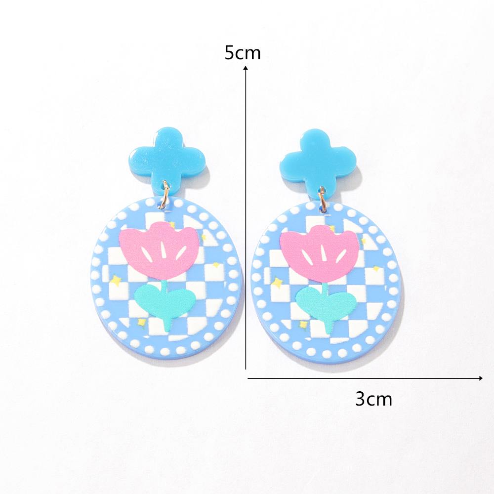 Sucré Treillis Fleur Arylique Peint Boucles D'oreilles display picture 1