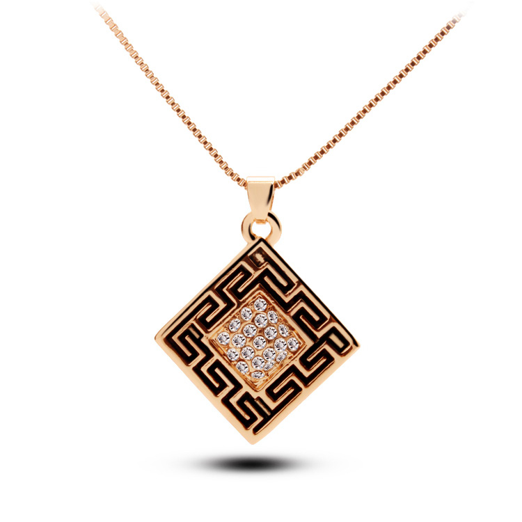 Retro Geometric Alloy Inlay Artificial Rhinestones Earrings Necklace display picture 5