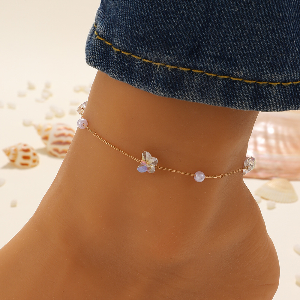 Fashion Butterfly Alloy Inlaid Resin Resin Anklet 1 Piece display picture 4