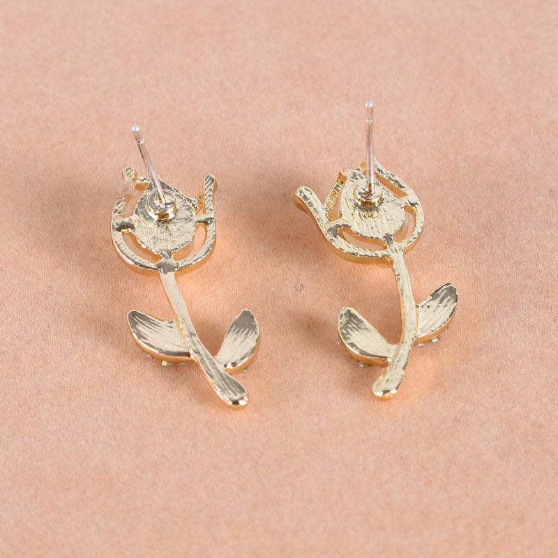 Fashion Flower Alloy Plating Diamond Artificial Diamond Ear Studs 1 Pair display picture 4